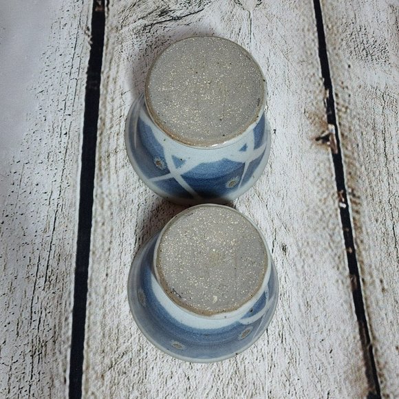 2 Signed Art Pottery Stoneware Pedestal Mugs - Picture 4 of 5